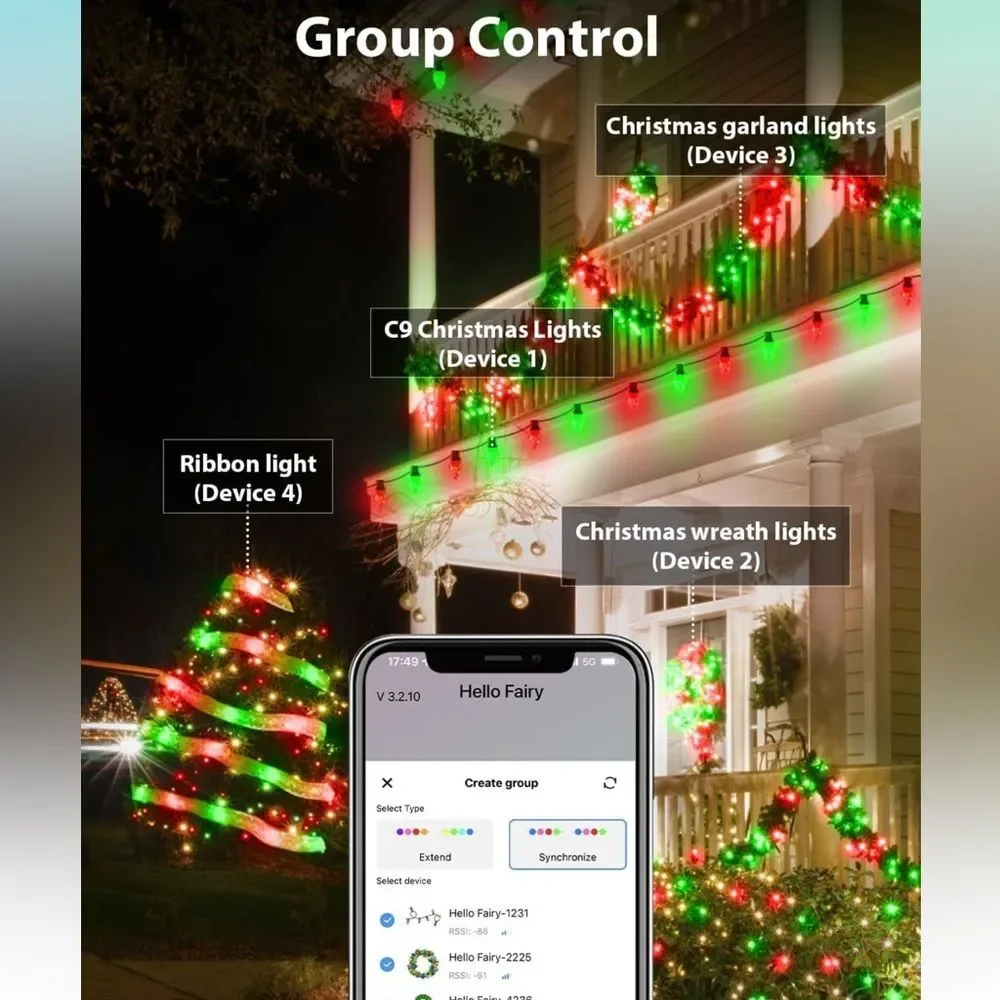 Aoycocr C9 66 ft strawberry Christmas lights smart app control water proof IP65